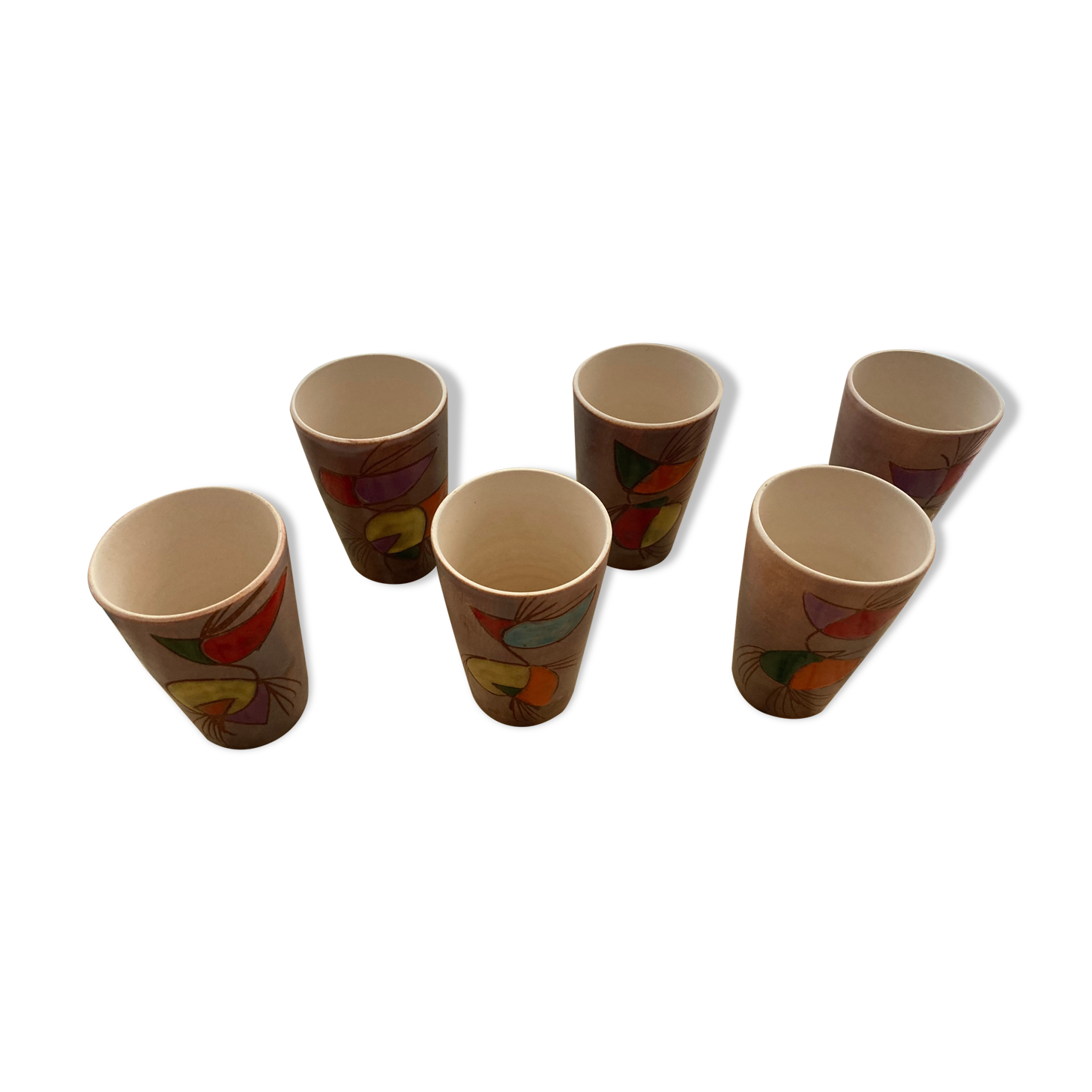 6 Vintage vallauris ceramic orangeade cups
