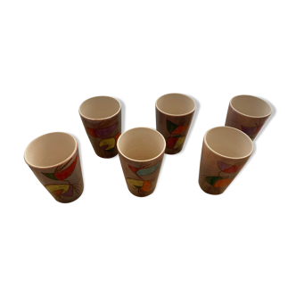 6 Vintage vallauris ceramic orangeade cups