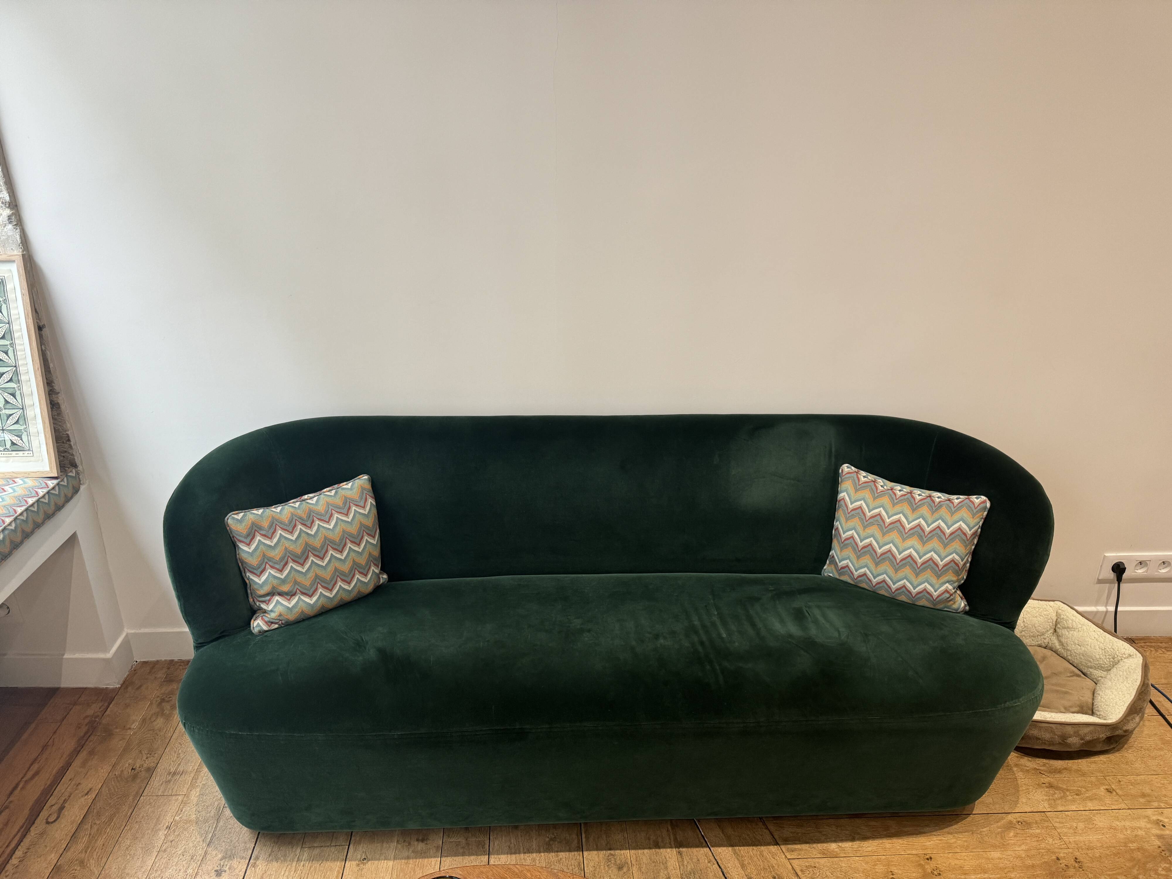 Gubi green velvet sofa