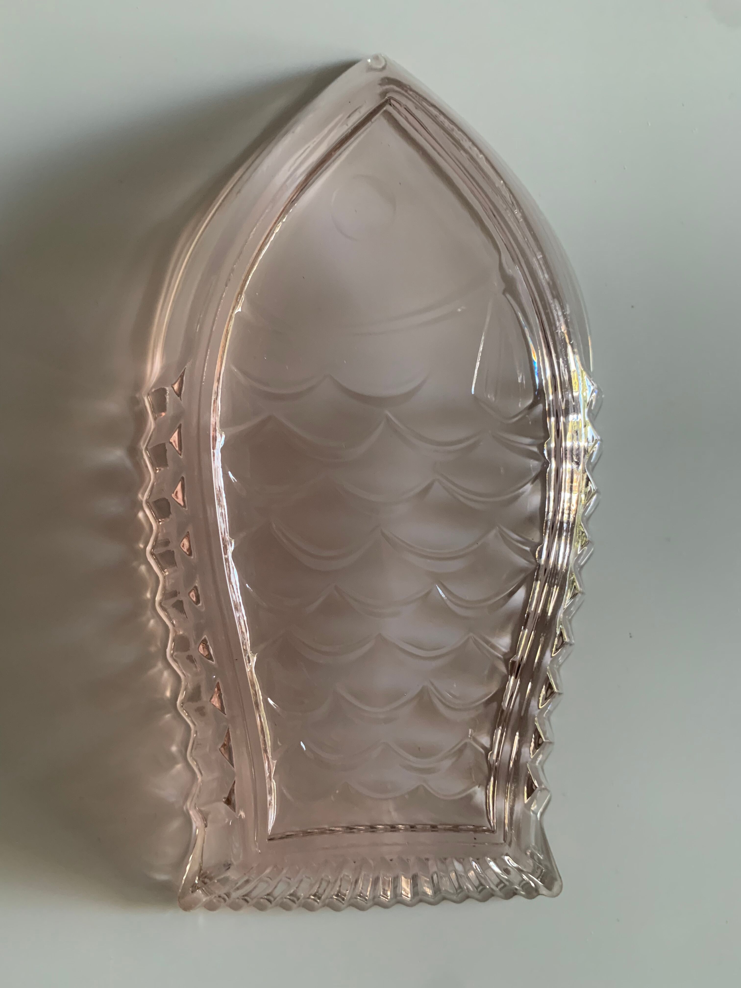 Small fish dish, pink glass