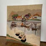 Embroidered landscape at the launched point