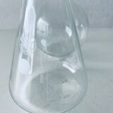 Set of three Pyrex glass chemistry bottles