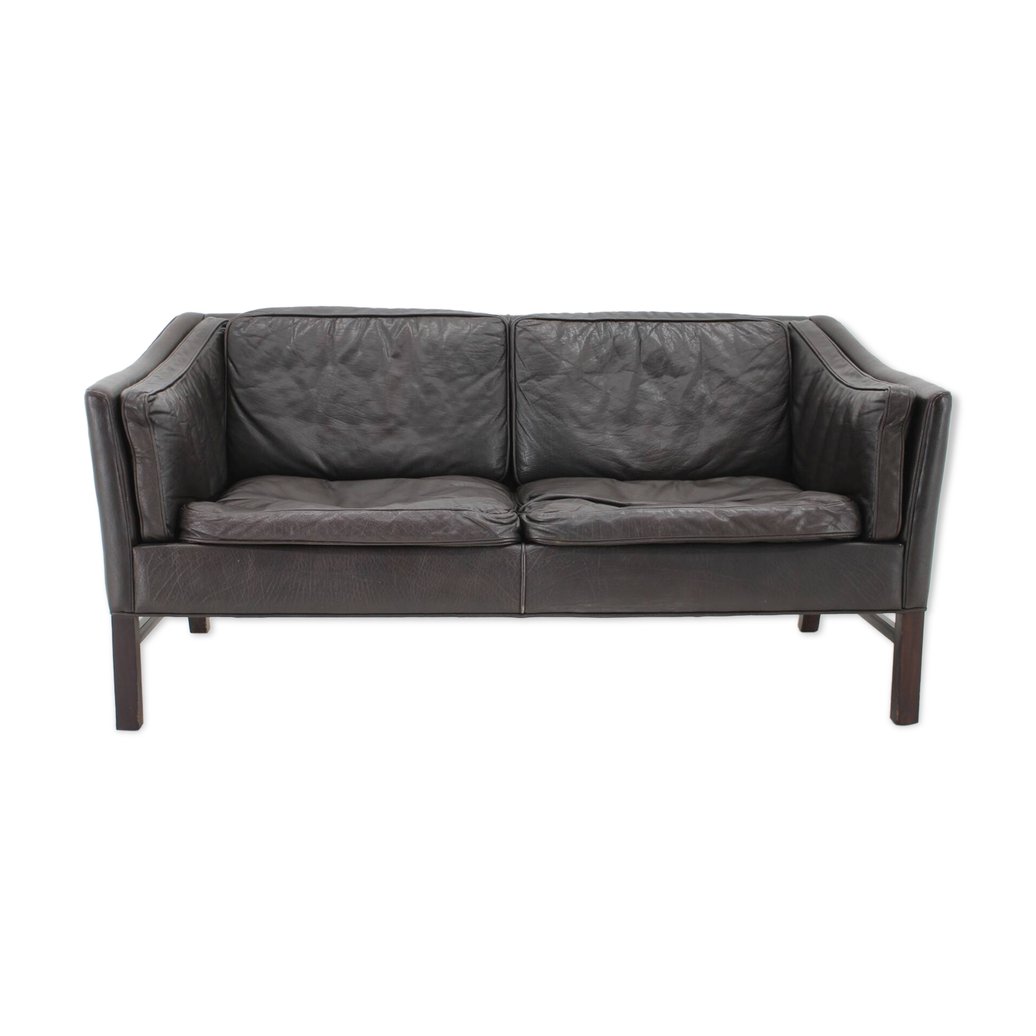 1970s danish 2-seater sofa in dark brown leather