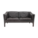 1970s danish 2-seater sofa in dark brown leather