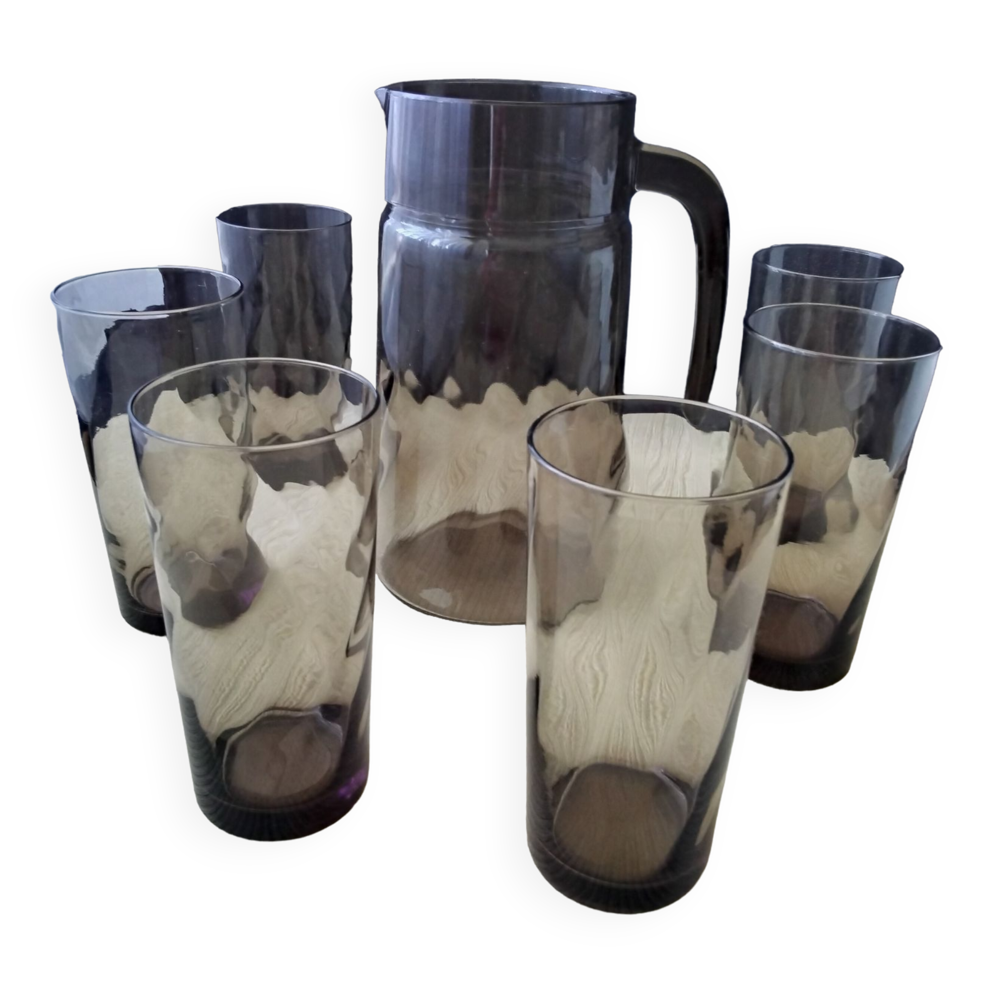 Luminarc vintage smoked glass orange juice set