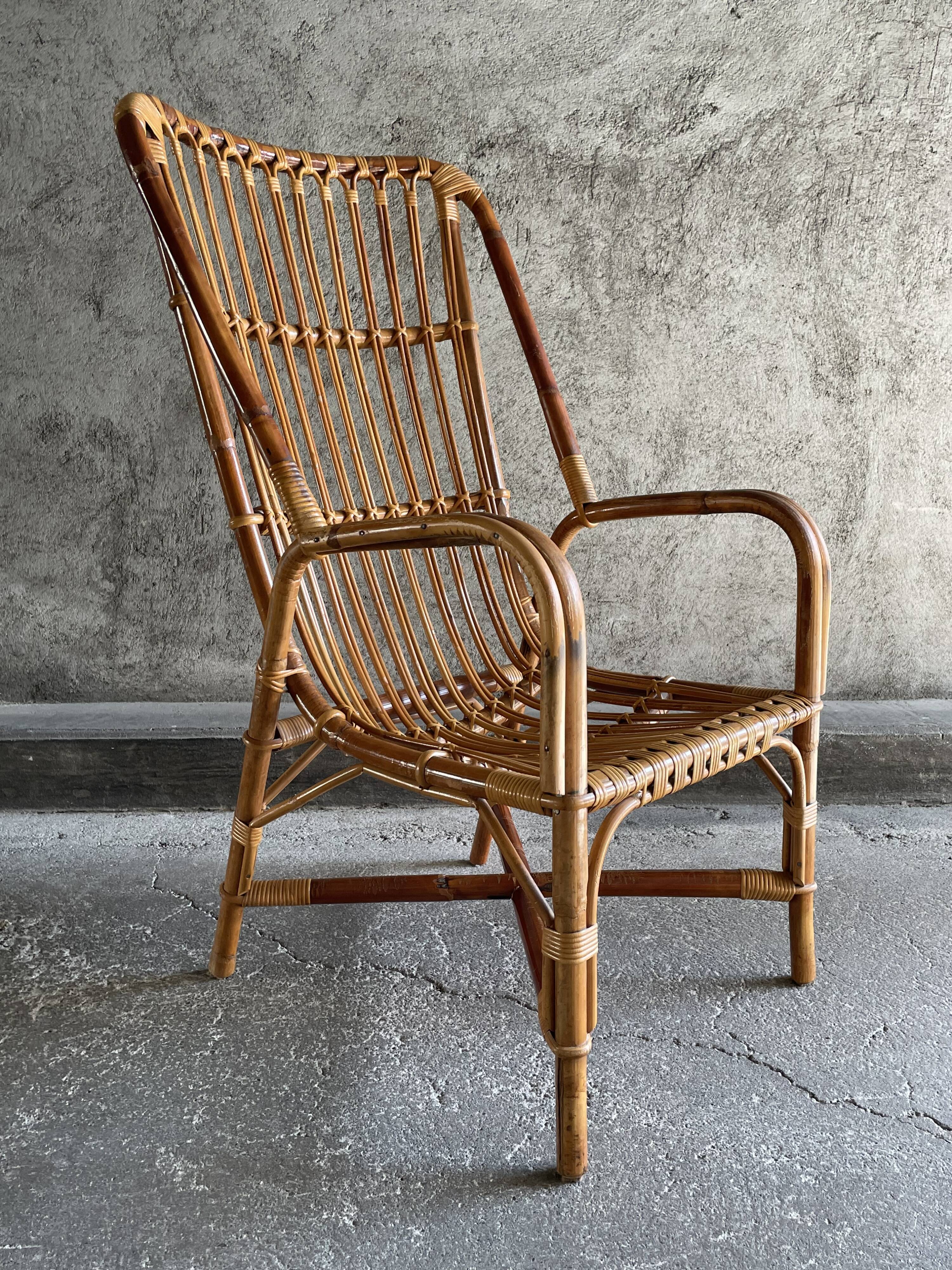 Rattan armchair, 1960s