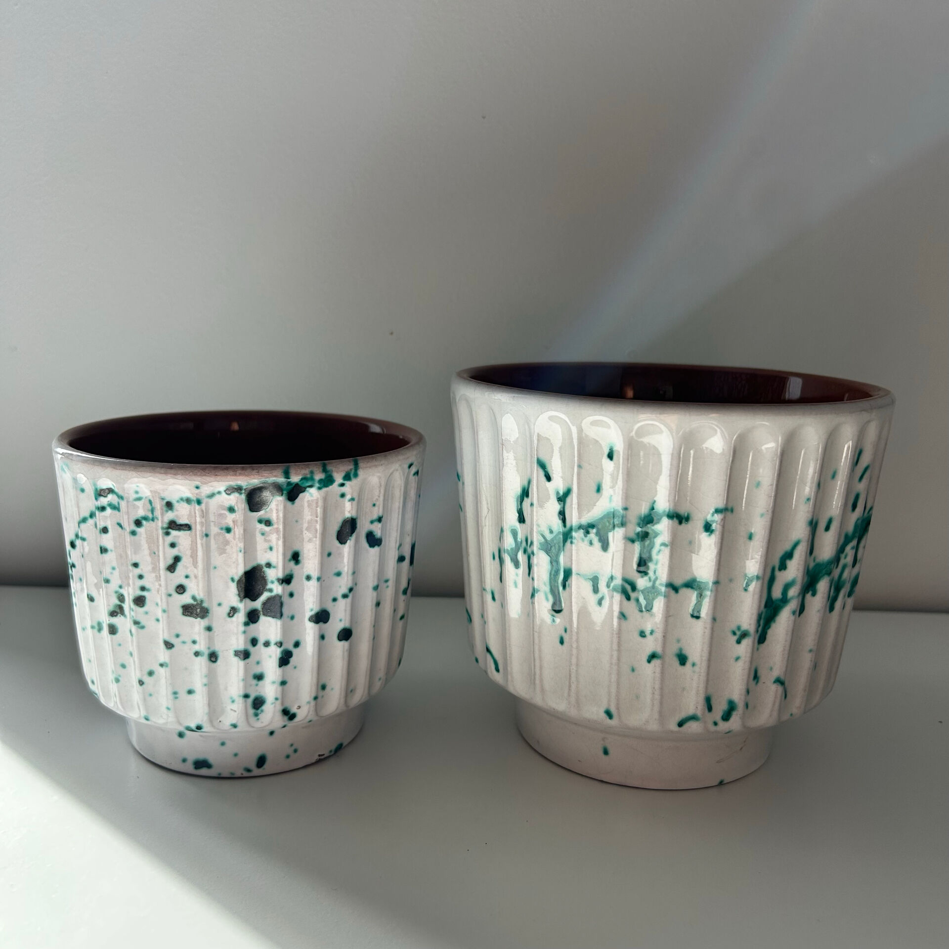 Ensemble de 2 cache pots décor Pollock