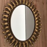 Deknudt 1950 large golden oval mirror  - 70x56cm