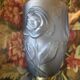 Art Deco lamp in blue glass paste with rose decoration – poetic rarity