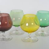 Multicolored cognac glasses