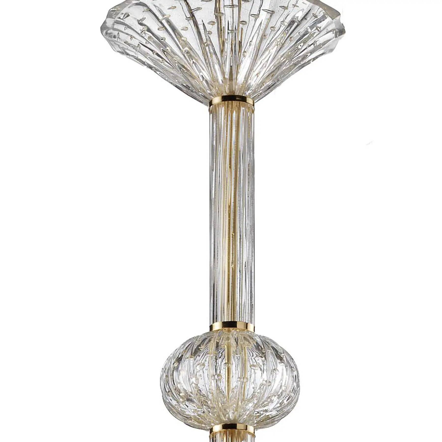 Grand Imperial “Rigadin” Murano Glass Chandelier in Transparent and Gold