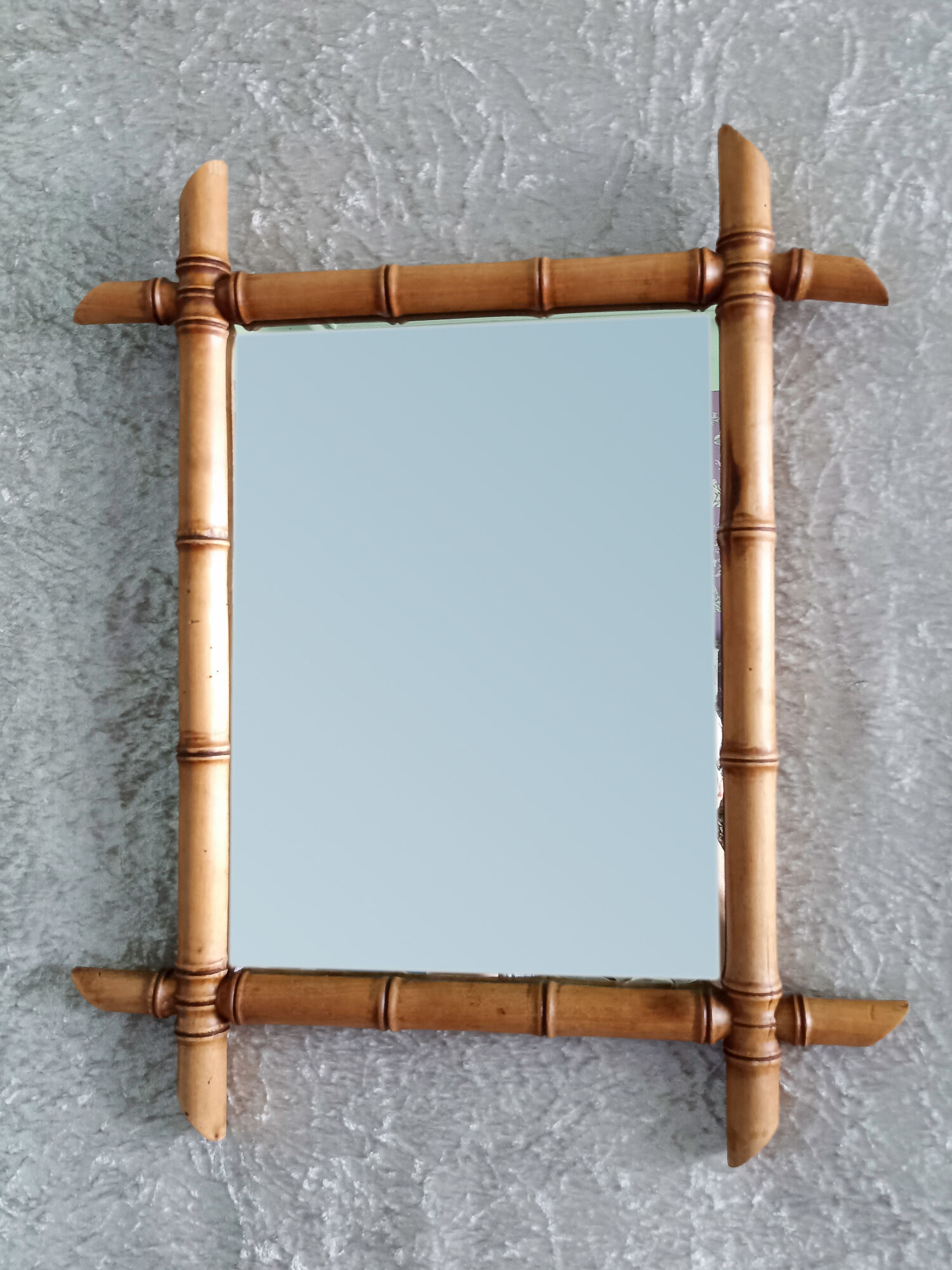 Wooden wall mirror imitation bamboo 43x50cm