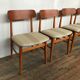 Lot de 4 chaises scandinave teck & tissus beige 1950 1960 vintage design