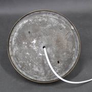 1930s Art Deco brass ceiling light with opaline glass shade, Czechoslovakia, Res