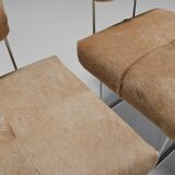 Paire de chaises d'appoint postmodernes en peau de vache par Fritz Brückner, Allemagne 1980