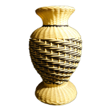 Yellow and black scoubidou vase