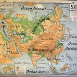 Wall map 1942 p.vidal lablache asia physical