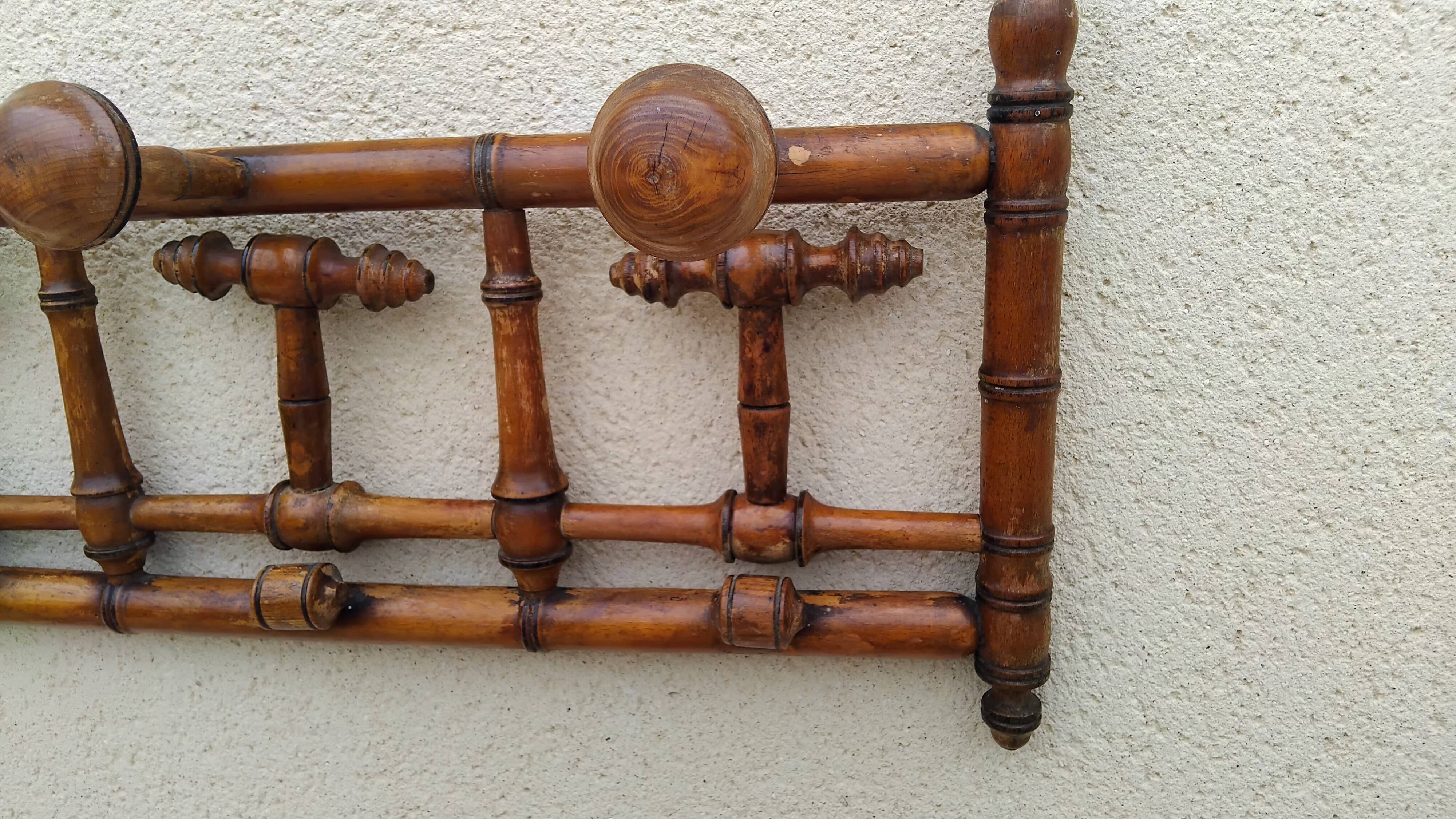 Antique wall coat rack imitation vintage bamboo