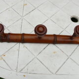 Old rustic wooden coat rack turned in imitation of bamboo 1900, 6 hooks
