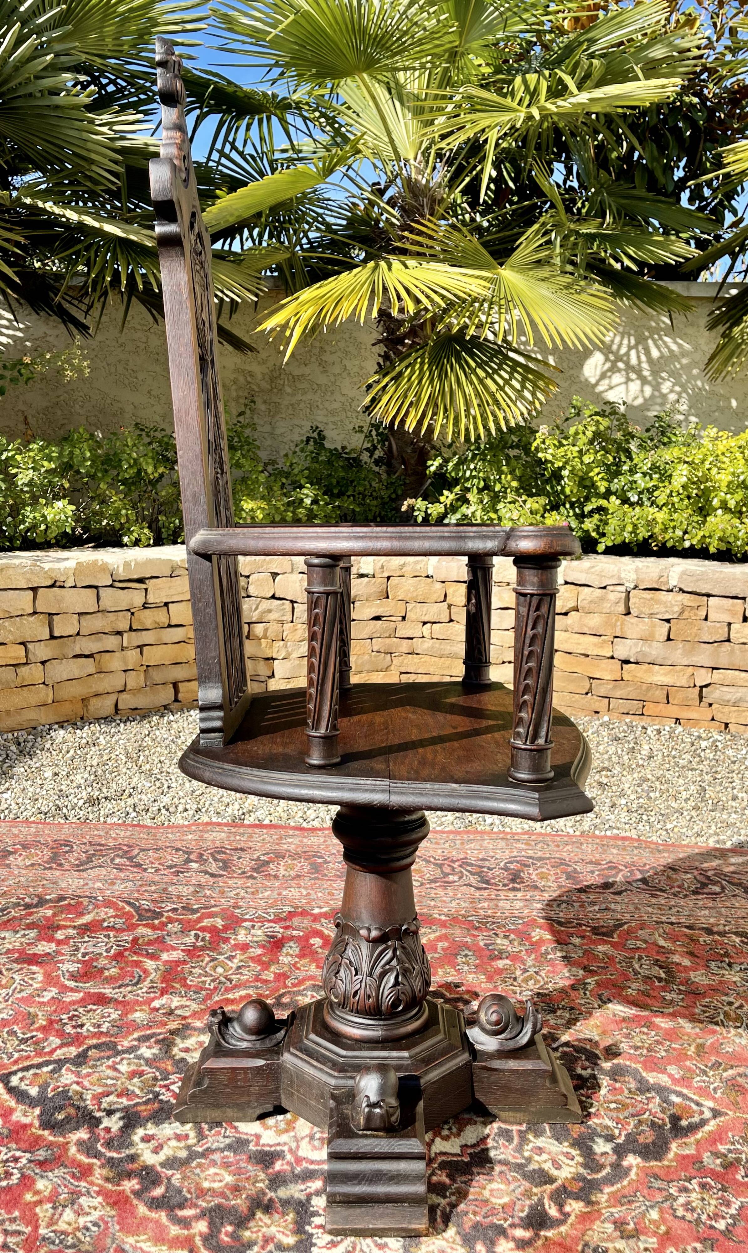 Neo-gothic oak armchair