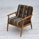 1970s, Danish armchair, beech wood, furniture wool fabric.