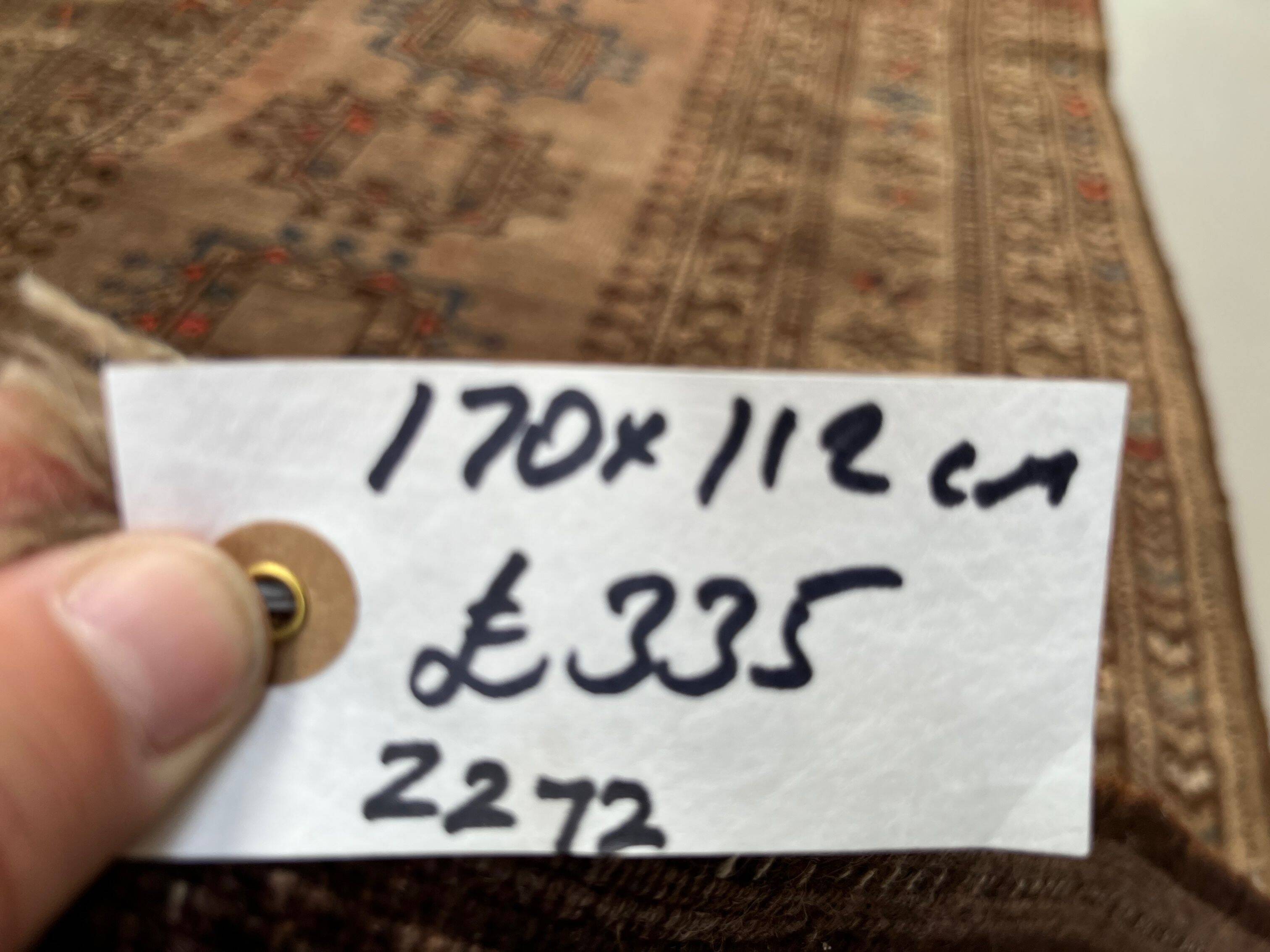 Vintage Afghan Turkoman village Rug 170x112 cm, Red, Black Tribal Medium