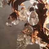 Murano fruit chandelier in crystal and gold metal