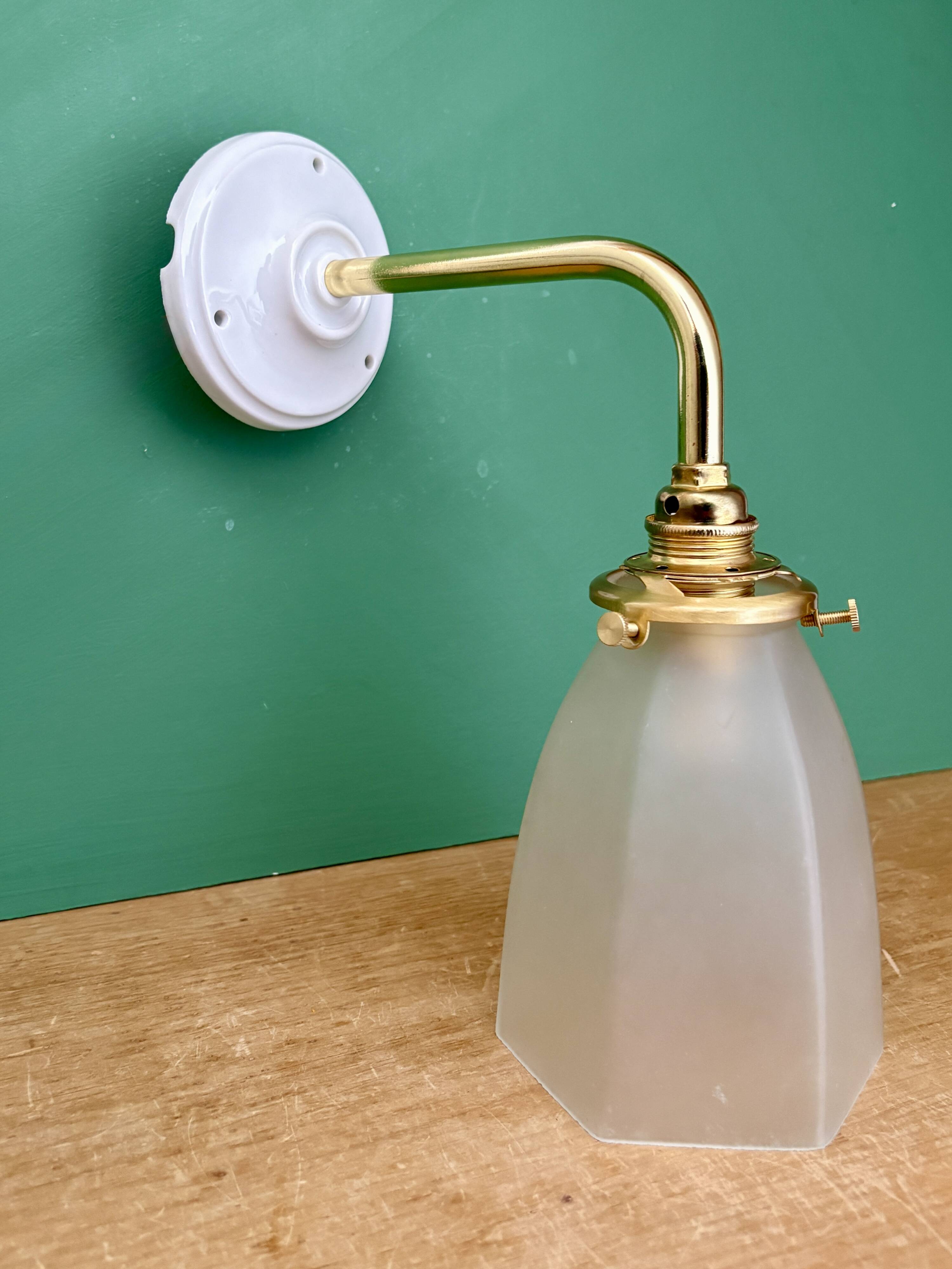 Vintage frosted glass tulip wall light