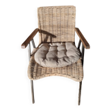 White wicker armchair