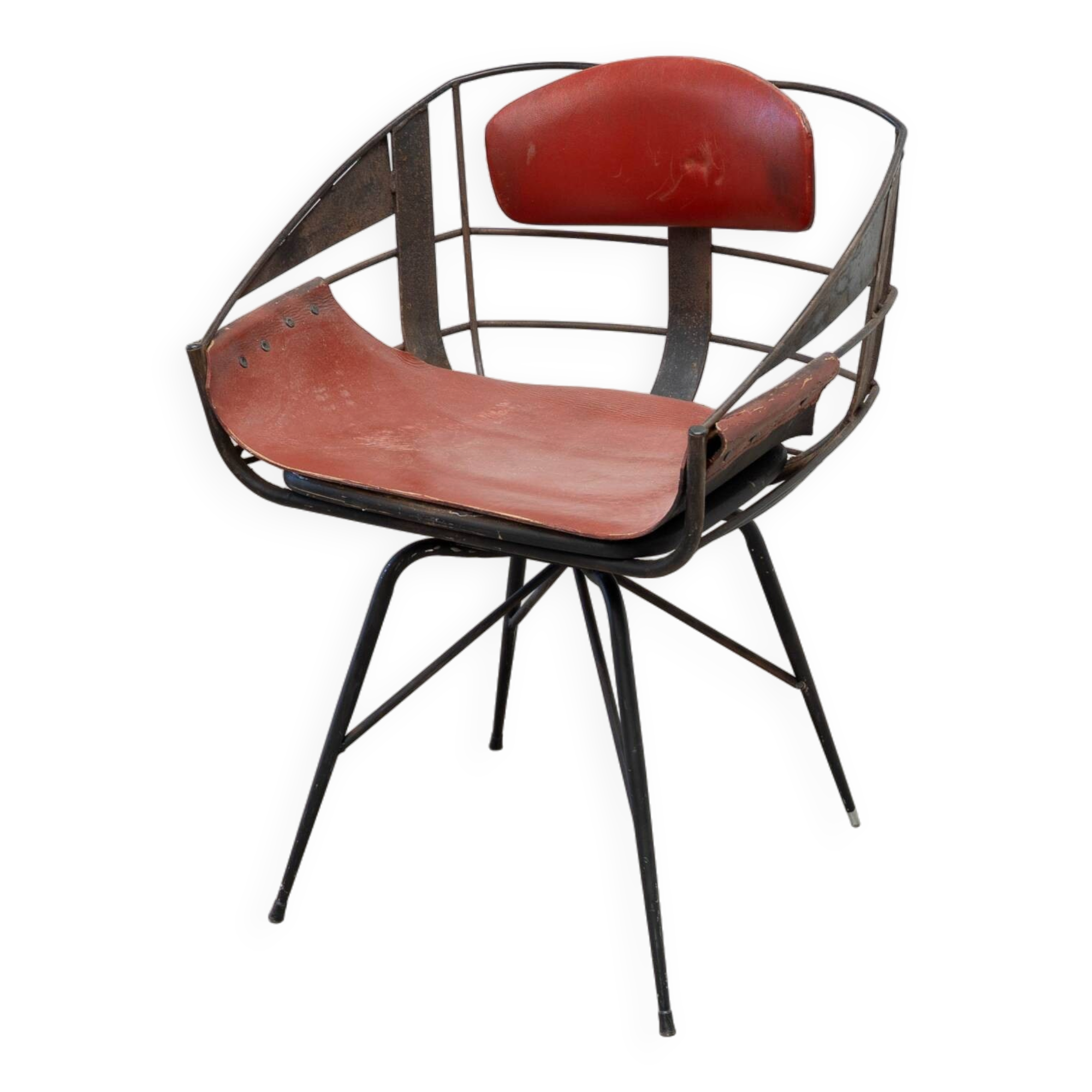 1950's French steel desk chair