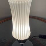 Vintage lamp in opaline glass and chromed metal
