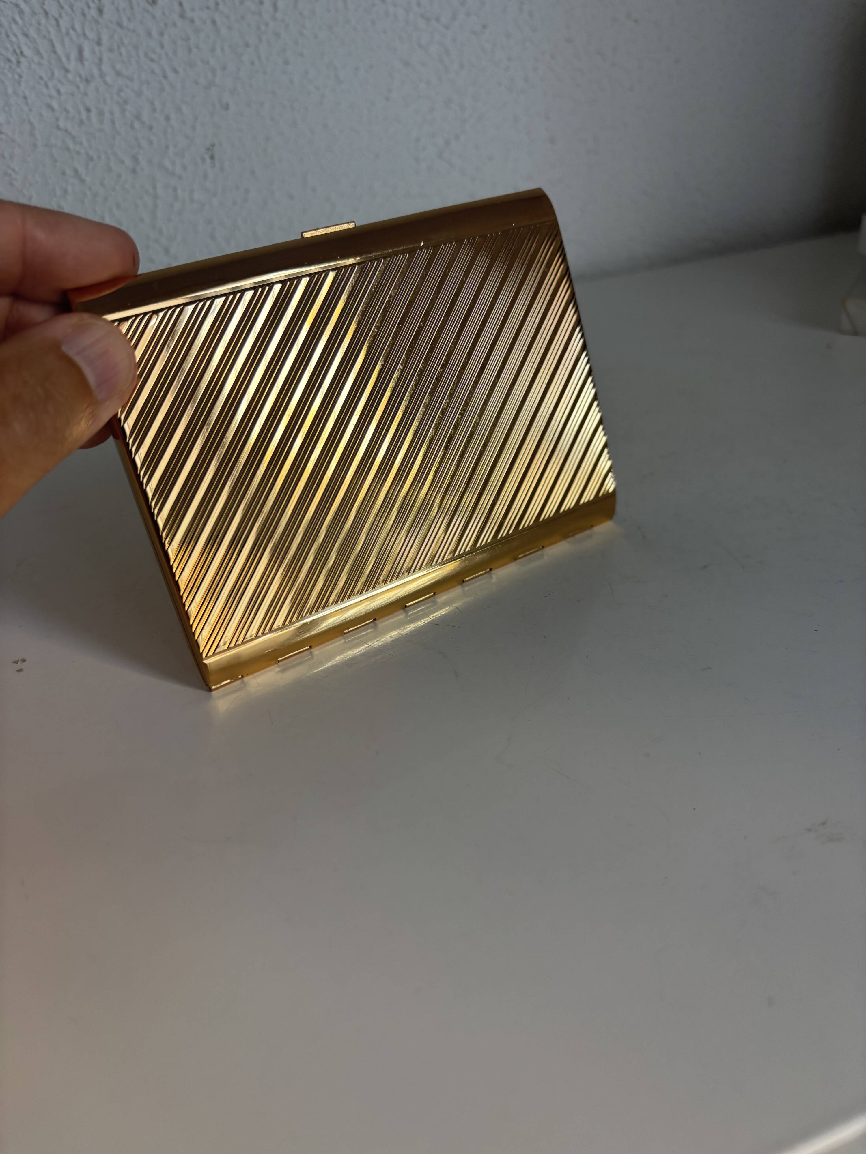 Vintage 1960s gold-plated cigarette case from France - 13 x 10 cm