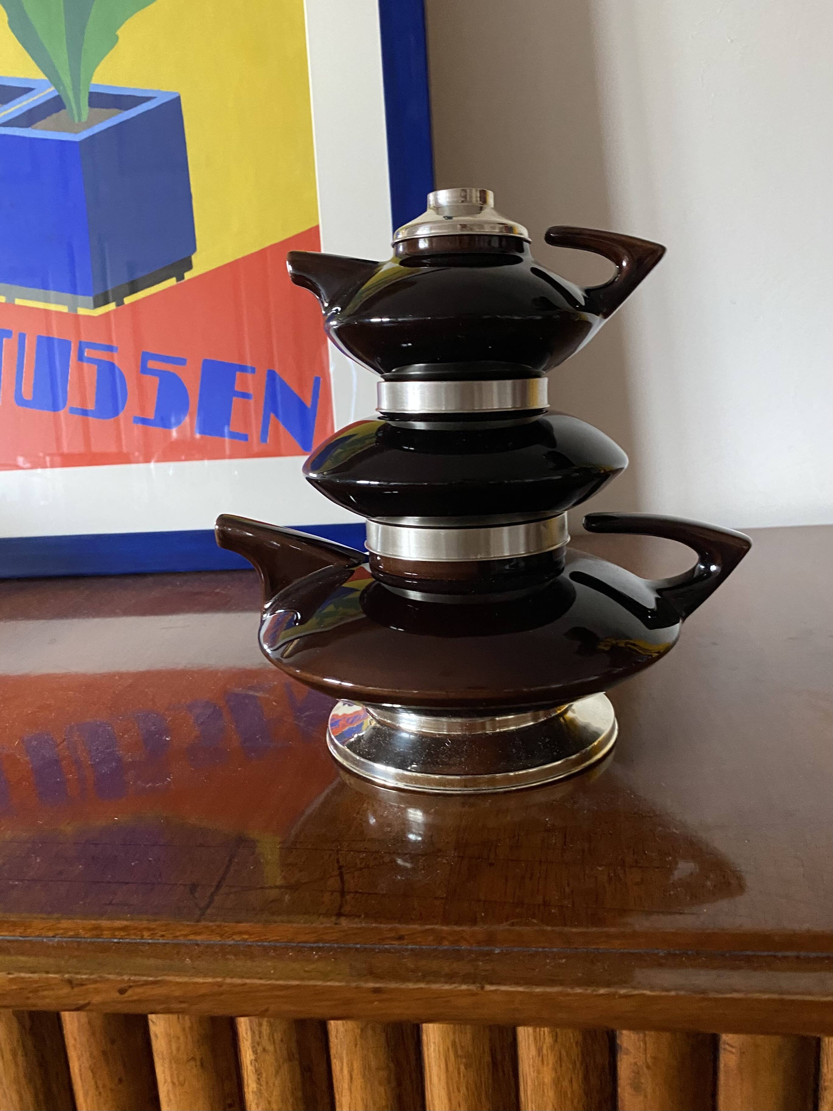 Mid-century modern piled up Tea set, SC3 Italy 1970s