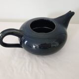 Blue glazed stoneware ceramic teapot Signed Pictogram Signature to identify