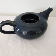 Blue glazed stoneware ceramic teapot Signed Pictogram Signature to identify