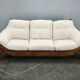 Brutalist Solid Oak and Bouclé Three-Seat Sofa, Czechoslovakia 1970s