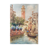 Watercolor painting "canals of Venice" Italy early XX° by W. Scotty