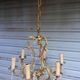 Antique cage chandelier in gilded bronze and crystal, 6 lights / working condition l gau