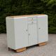 Renovated vintage buffet in Mado style – Celadon Libéron and natural wood – 13