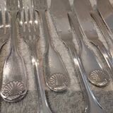 11 silver-plated fish forks and 11 fish knives by Christofle Vendome