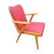Red, vintage, Scandinavian, 50s wood and skai chair