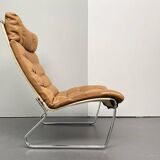 Fauteuil lounge JK 720, cuir couleur cognac, par Jørgen Kastholm pour Kill International, années 1970