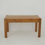 Bureau en bois massif (Orme) vintage Dlg Regain Circa 1980