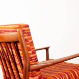 Pair of Danish armchairs in solid teak and fabric, Svend Aage Eriksen 1960.