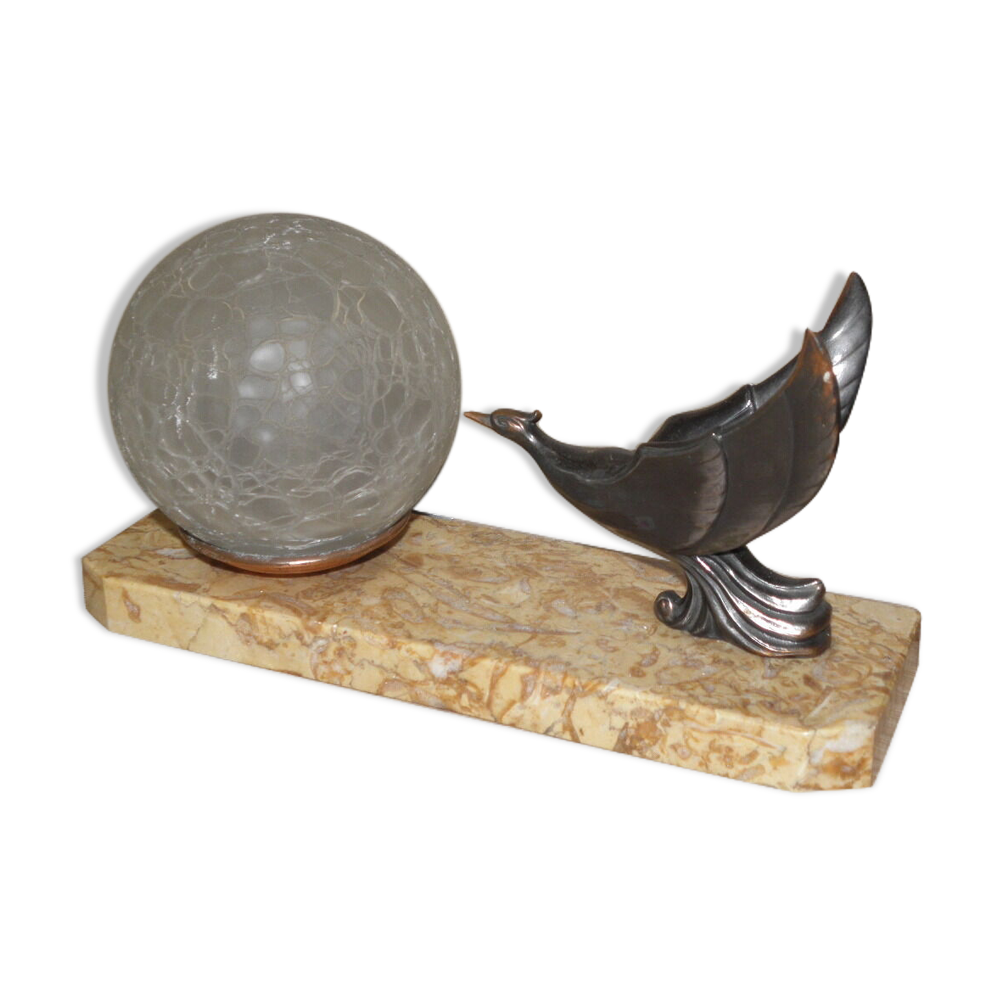 Art Deco marble figurine table lamp