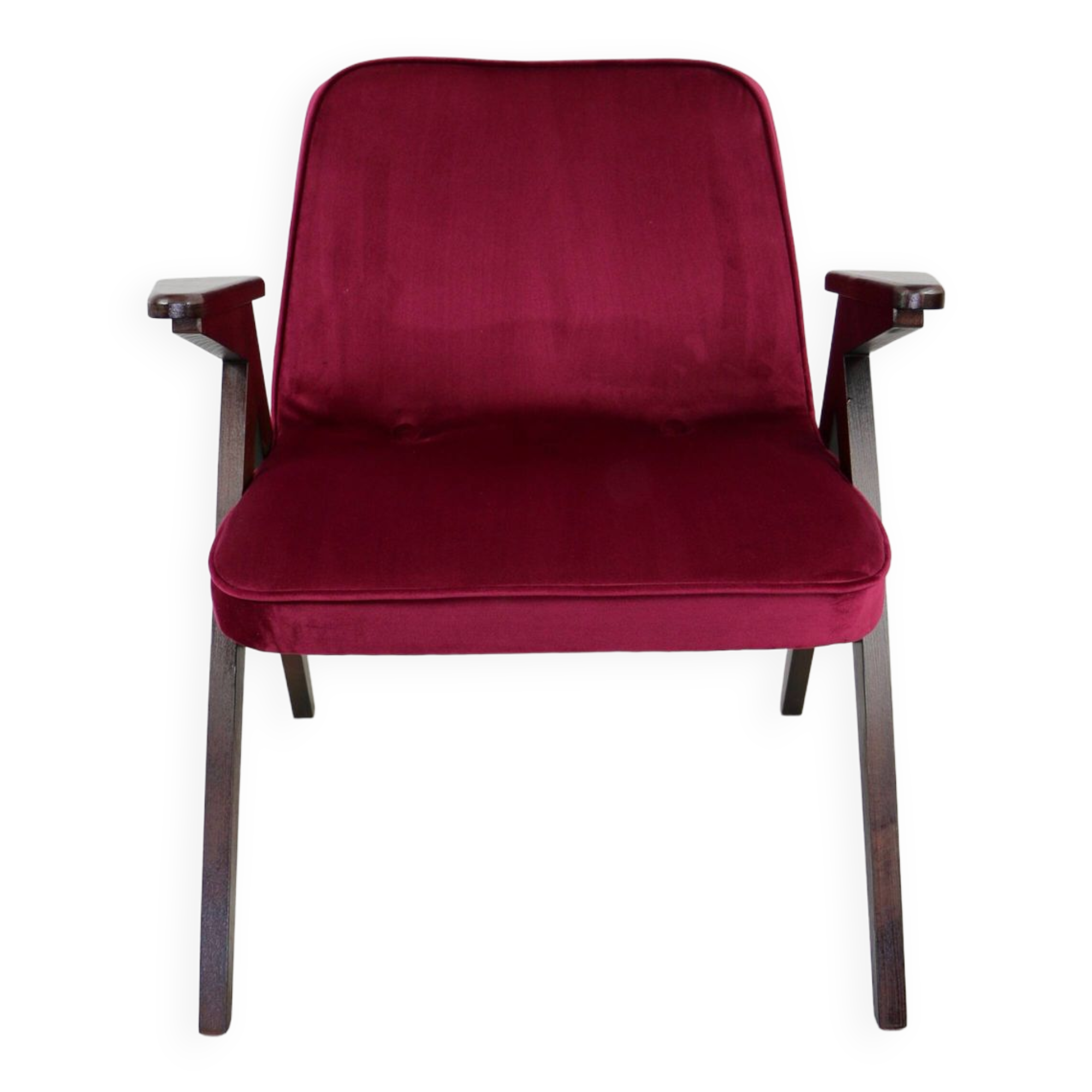 Burgundy Raspberry Bunny Armchair by Józef Chierowski
