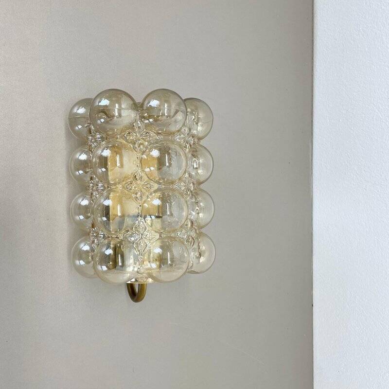 Amber vintage glass wall lamp by Helena Tynell for Glashütte Limburg, 1970s
