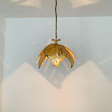 Gilded Italian Hollywood Regency palm leaf chandelier by Hans Kögl