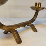 Pair of brutalist candlesticks in solid brass - 1960s