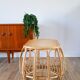 Oval coffee table in rattan and bamboo, double tops, 1960.